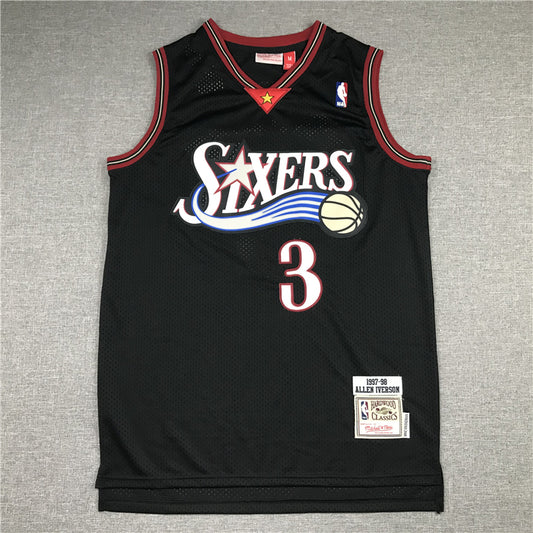 Allen Iverson  Black Stitched Jersey